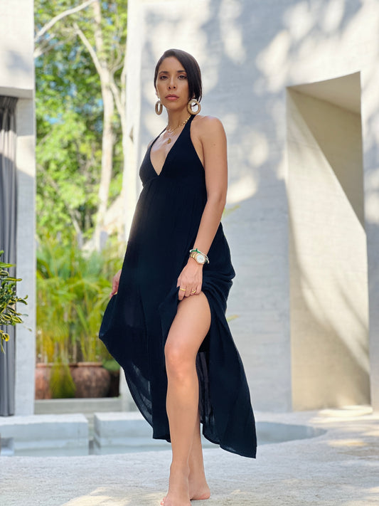 TULUM Halter Black Dress